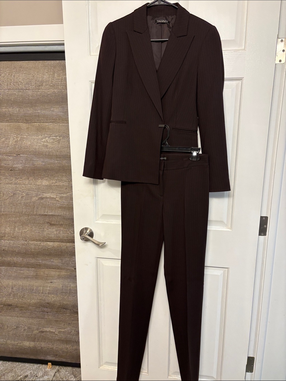 Brown and Red Pinstripe Suit